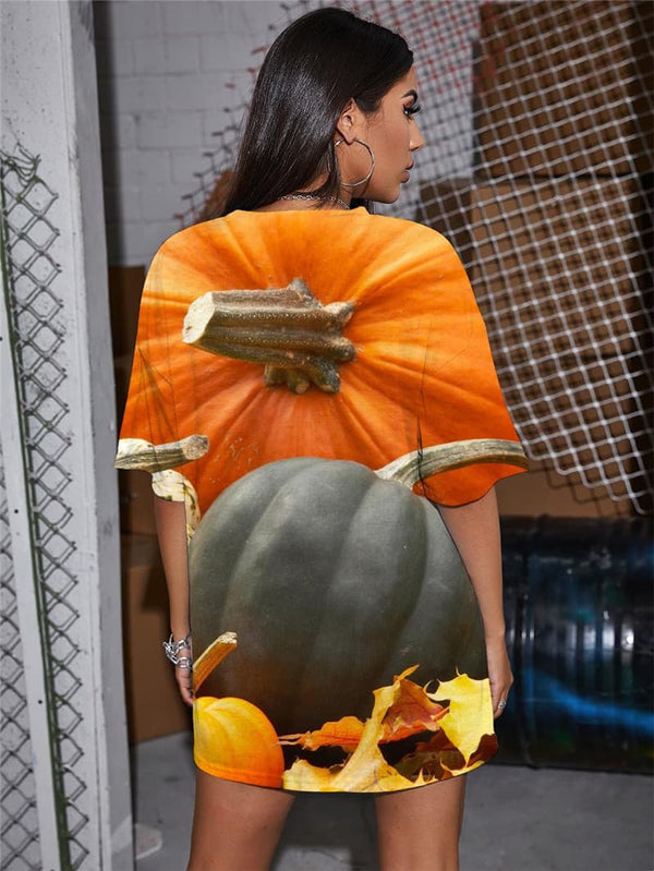 
Pumpkin T Shirt Women Halloween Summer Corn Gothic Novel T-shirts 3d
                