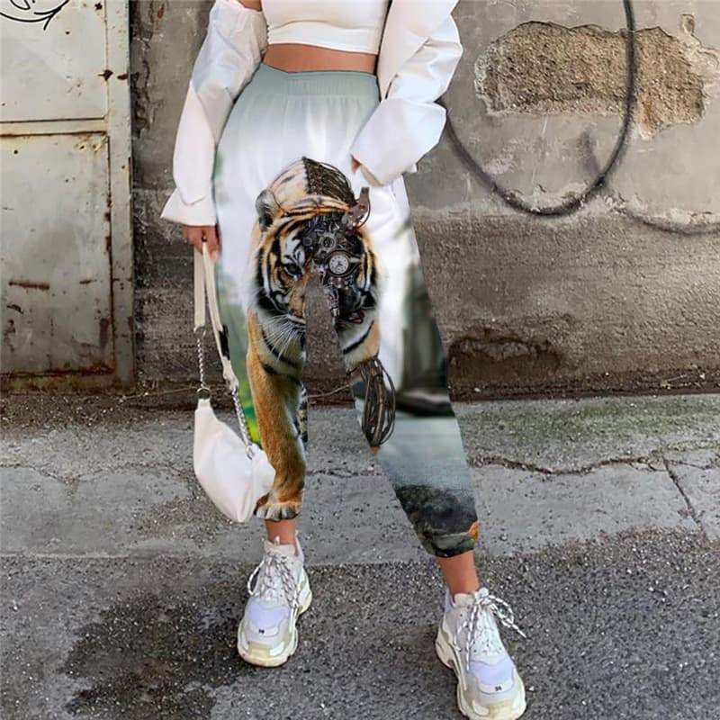Lion Pants Women Animal Trouser Anime High Waist Pants Tiger Casual Pant Harajuku 3d Printed - KYKU