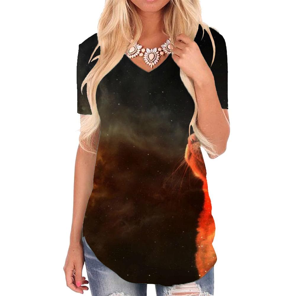 Cat T-shirt women Animal Shirt Print Galaxy Tshirts Printed Womens Clothing