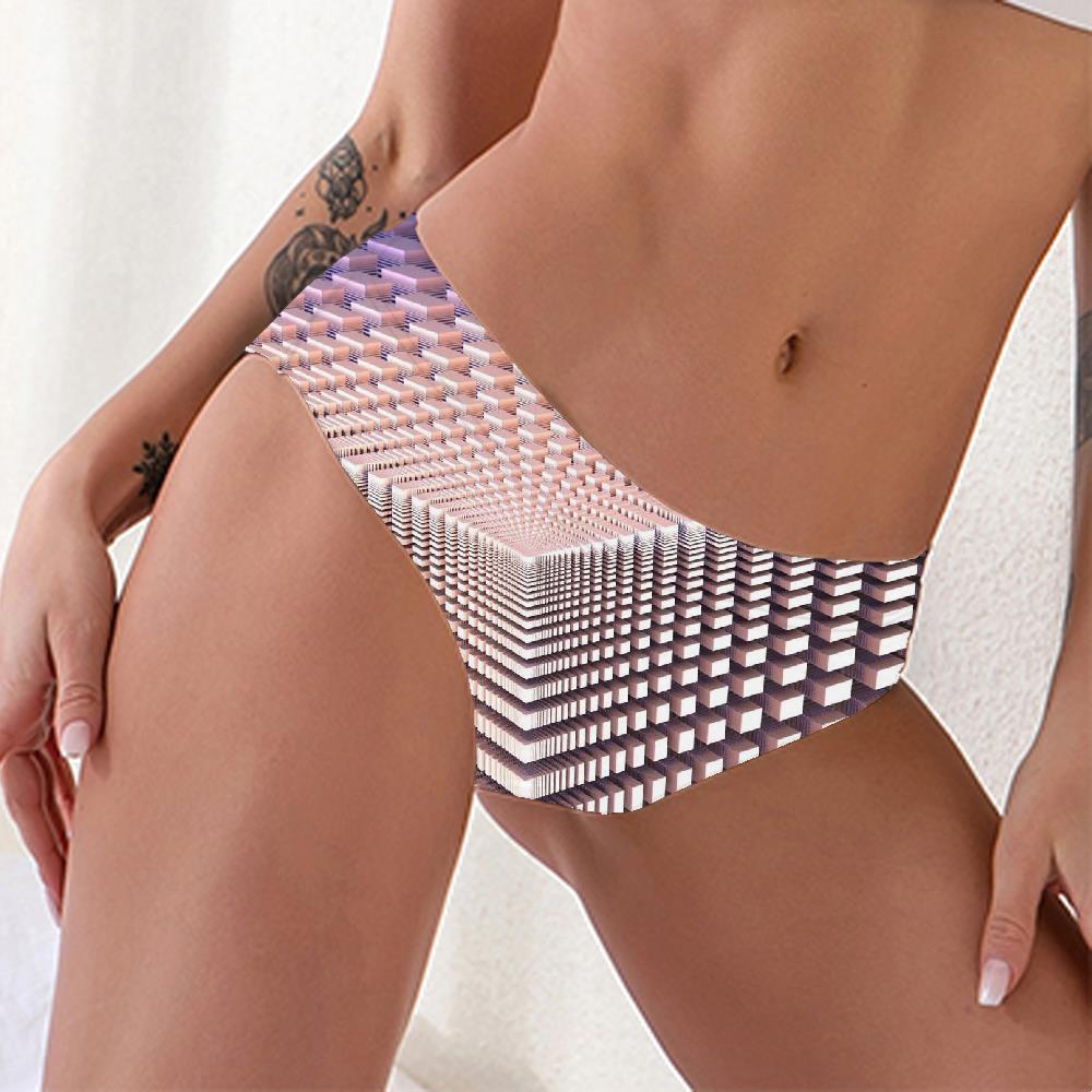 Geometric Briefs Women Psychedelic Tanga Vortex Underwear Yellow Pantys - KYKU