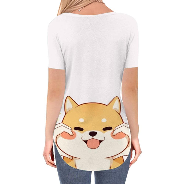 
Dog T-shirt women Lovely V-neck Tshirt Animal Tshirts Printed Kawaii Funny T shirts
                