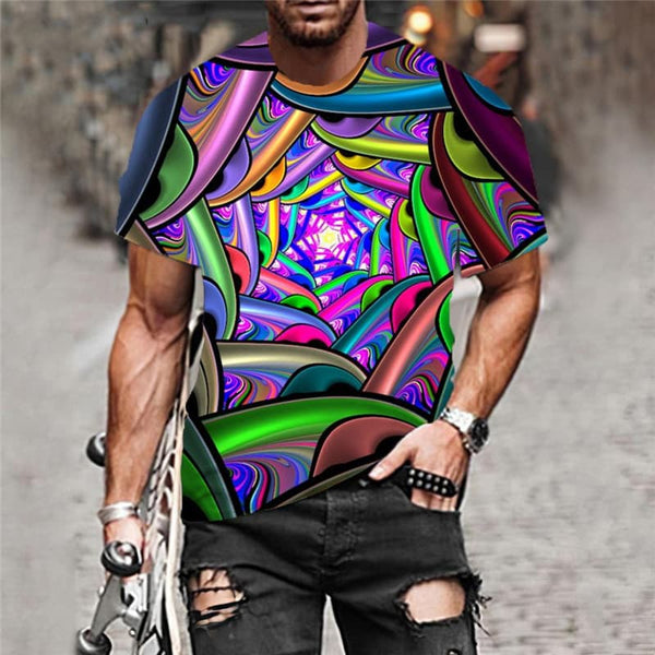 
Dizziness T shirt Men Abstract T-shirts 3d Gradient Shirt Print Colorful Tshirt Printed
                