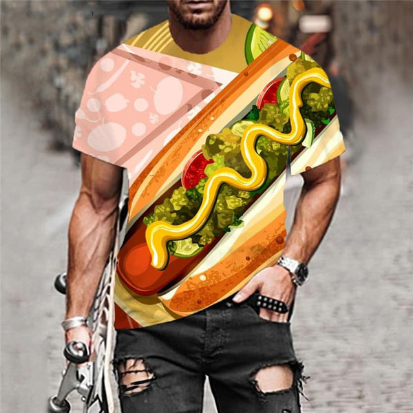 
Hot Dog T shirt Men Hamburger Tshirt Printed Food Shirt Print Funny Tshirts Casual
                