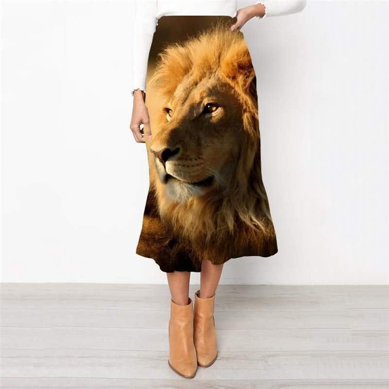 Lion Skirts Women Animal High waist skirts Anime School skirt Harajuku Rock Frauen Forest Skirt Ladies - KYKU