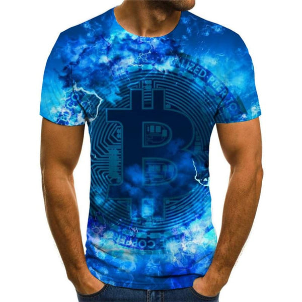 
Bitcoin T shirt Men Lightning Anime Clothes Smoke Cloud Tshirts Casual Blue Shirt Print
                