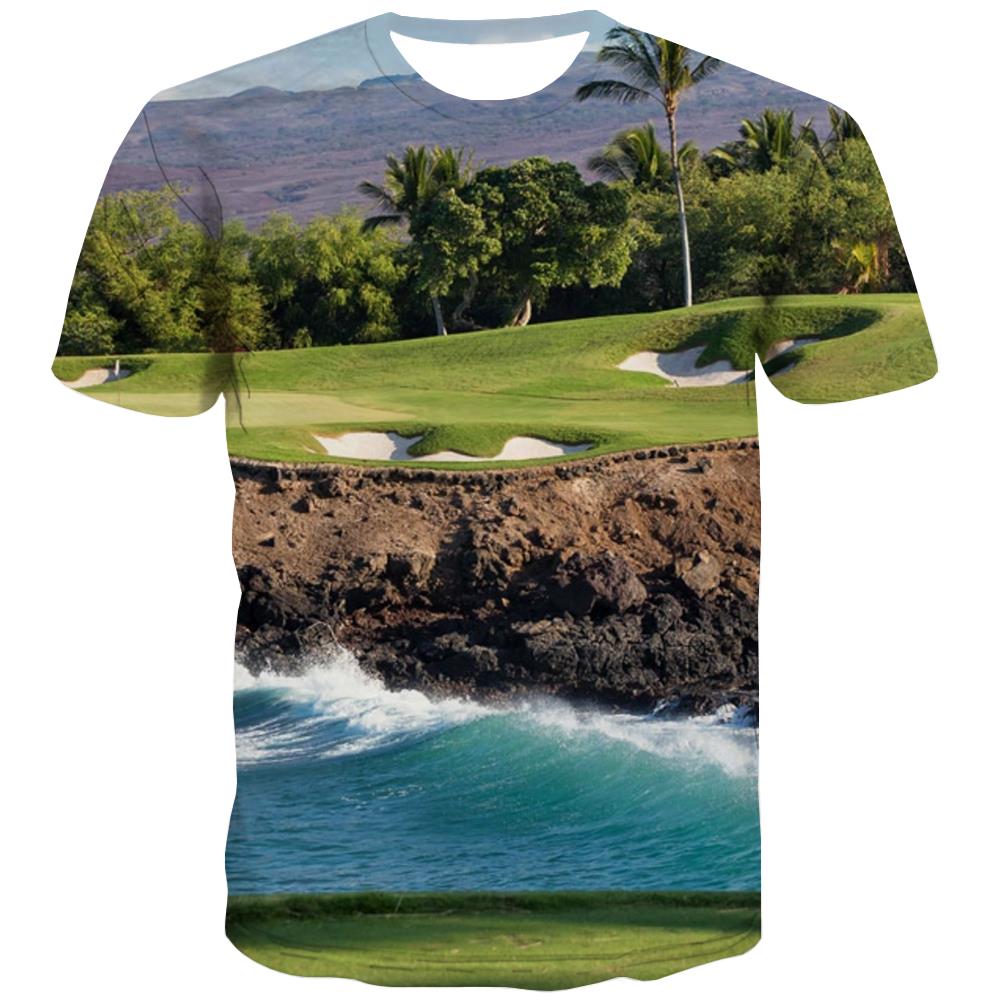 Lawn T-shirt Men Golf Tshirts Novelty Forest Tshirts Cool Natural Shirt Print Game Tshirt Anime