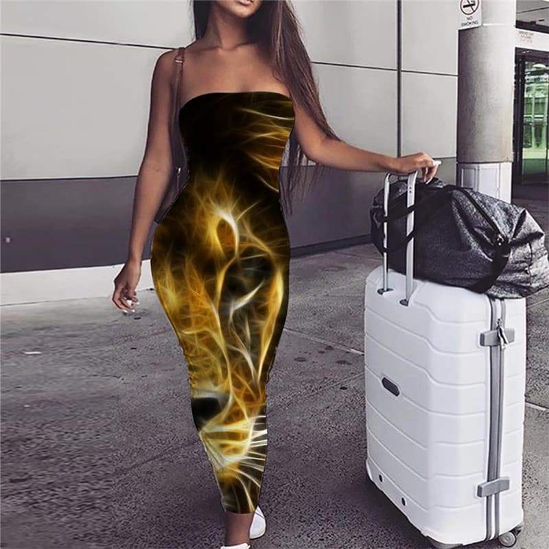 Lion Dress Women Animal Ladies Dresses Anime Vestido Sexy Abstract Sundress Harajuku Bodycon Dress - KYKU