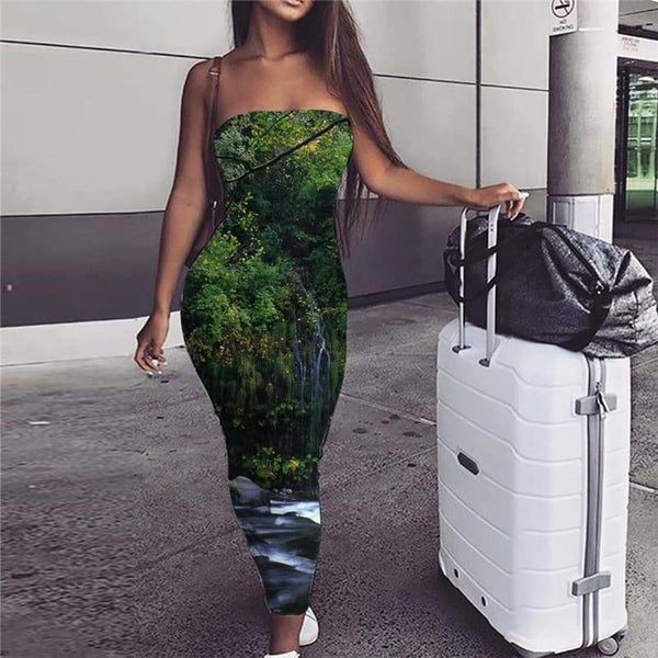 Forest Dress Women Landscape Boho Fishing Vestido Sexy Womens Clothing Summer - KYKU