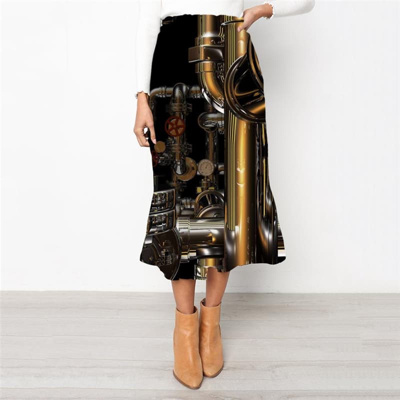 Metal Skirt Women Engine Skirt Ladies Gear School skirt Motorcycle Rock Frauen