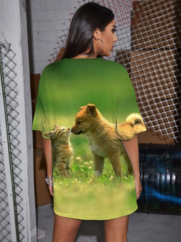 
Dog T Shirt Women Cat Tshirt Printed Animal Funny T shirts Lovely Gothic
                