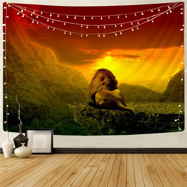 Lion Tapiz Animal Wall Tapestry Anime Tapestries Nebula Tenture Mandala Sunset Rug Wall