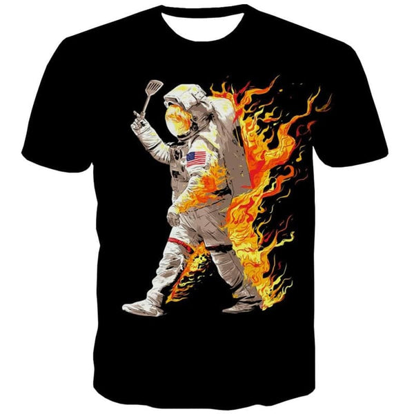 
Astronaut T shirt Men Flame Funny T shirts Novel Tshirt Printed Harajuku Tshirts Casual
                