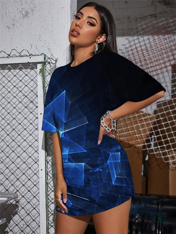 
Navy Blue T-shirt Women Abstract Tshirt Printed Psychedelic Funny T shirts Harajuku Punk Rock
                