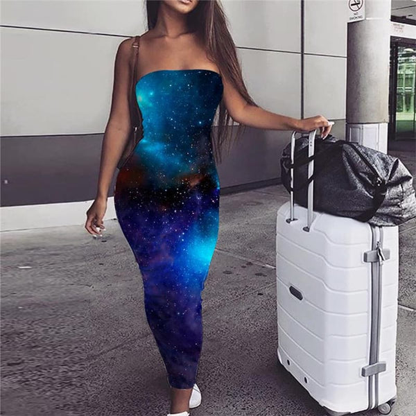 Galaxy Dress Women Space Ladies Dresses Universe sleeveless Nebula Party