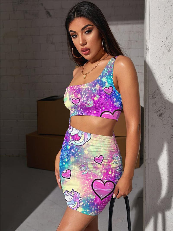 
Unicorn Dress Women Animal Hollow out Dresses Colorful Bodycon Dress Rainbow 3d Print
                