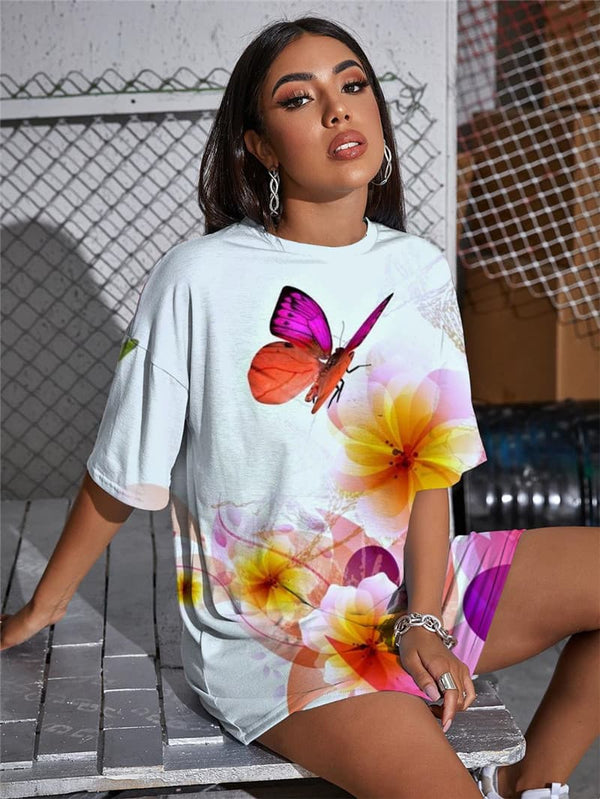
Butterfly T-shirt Women Animal Tshirt Printed Flower Shirt Print Colorful T-shirts 3d
                