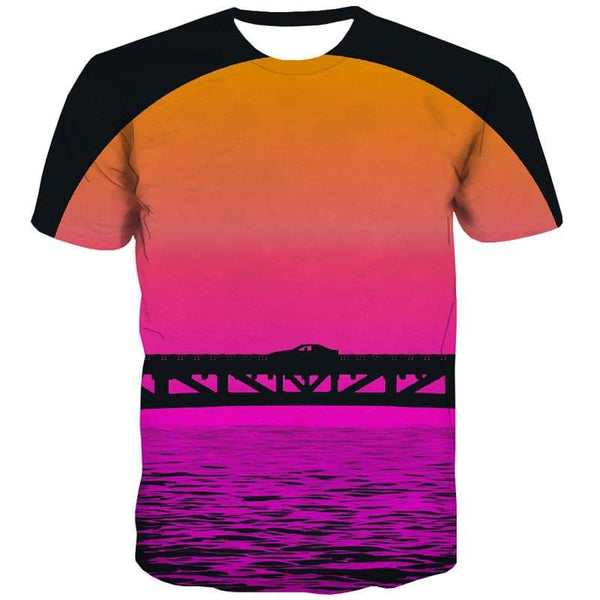 Sunset T-shirt Men Colorful Tshirts Casual Romantic T shirts Funny Car Tshirt Anime Harajuku T-shirts 3d - KYKU