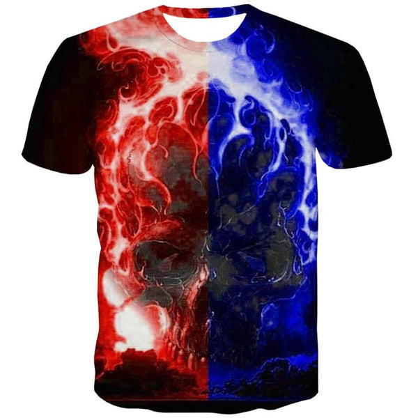 
Skull T shirt Men Flame Anime Clothes Colorful Tshirt Printed Short Sleeve
                