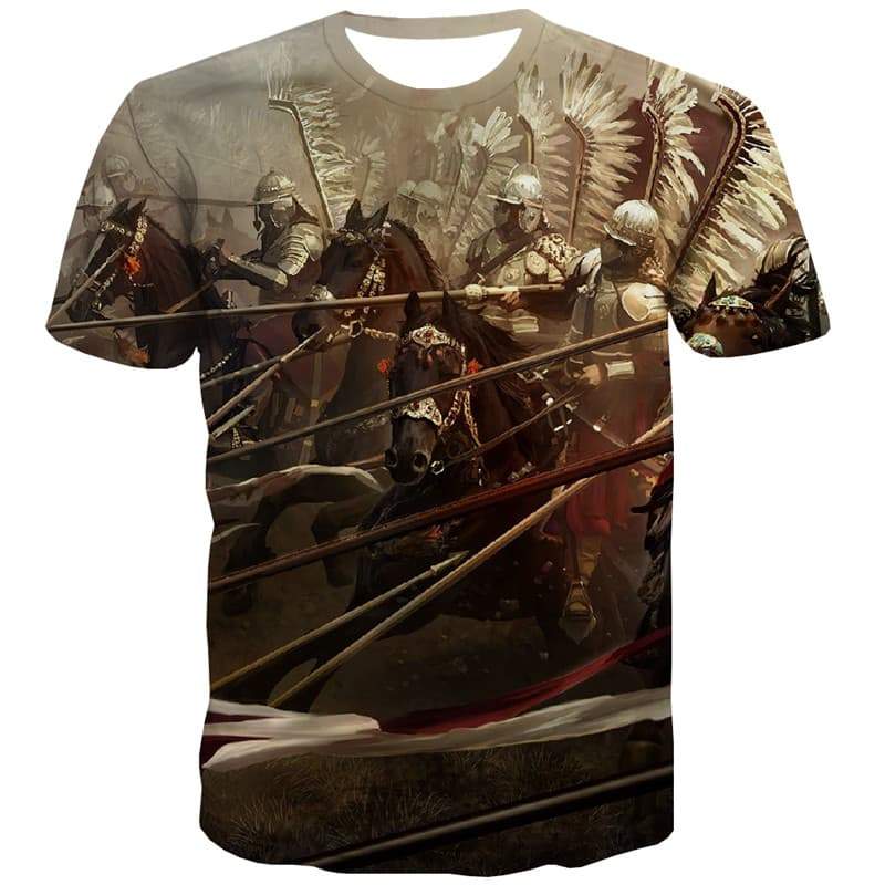 War T-shirt Men Military T shirts Funny Horse Tshirt Anime Animal Tshirt Printed - KYKU