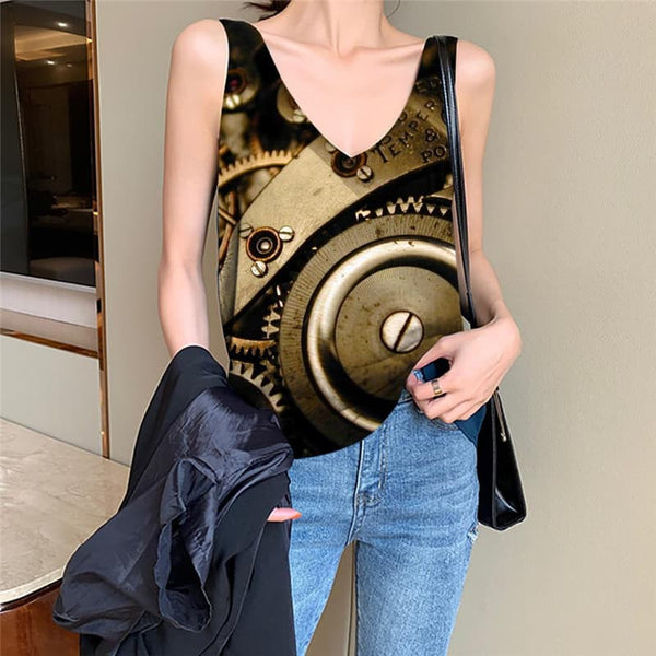 Metal Tank-Top women Engine Funny Top Gear Tank Tops Casual Hip Hop Vest Print