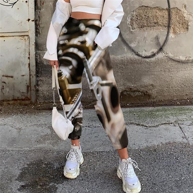 Metal Pants Women Engine High Waist Pants Gear Jogger Pants Hip Hop 3d Printed