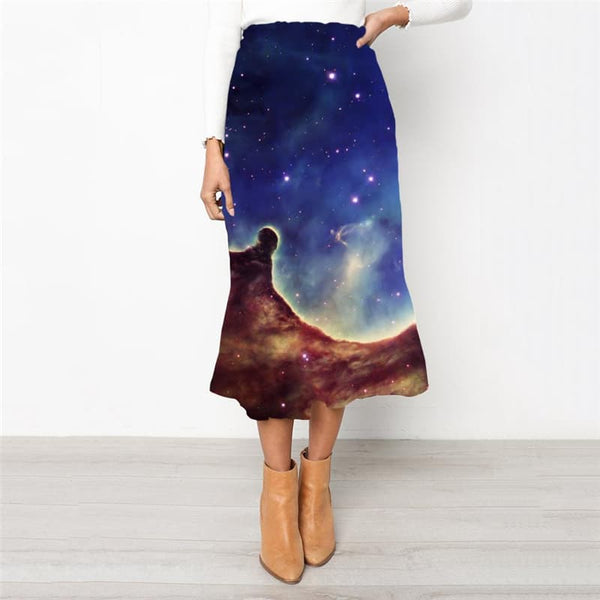 Galaxy Skirt Women Space Rock Frauen Universe School skirt Nebula High waist skirts