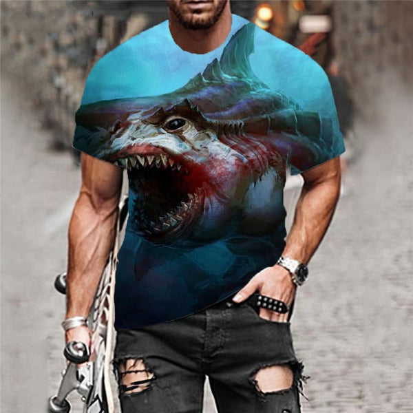
Shark T-shirt Men Ocean Anime Clothes Animal Tshirt Printed Blood Tshirts Casual
                