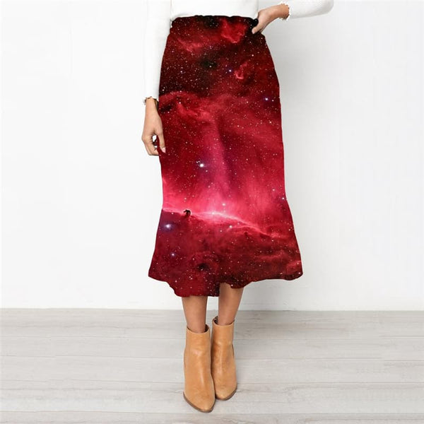 Galaxy Skirts Women Space High waist skirts Universe Skirt Ladies Red Rock Frauen Nebula School skirt