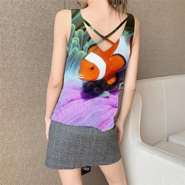 
Fish Tank-Top women Colorful Vest Print Animal Anime Clothes Tropical Vest Printed Graffiti Funny Top
                