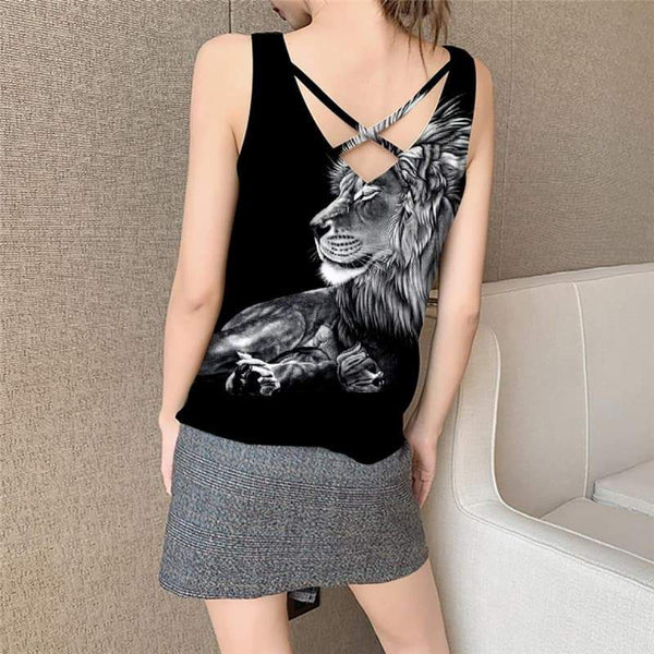 
Lion Tank-Top women Animal Vest Printed Anime Vest Print Hilarious Funny Top Black Anime Clothes - KYKU
                