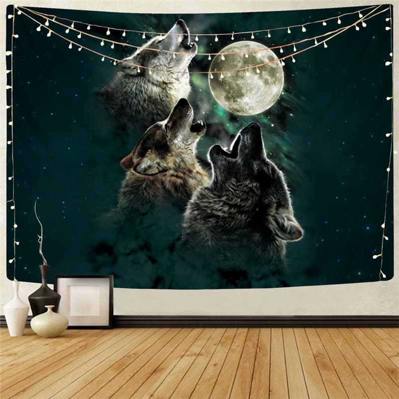 Wolf Tapestry Animal Wall Tapestry Anime Tapestries Moon Home Tapestrys Wolf Pack Rug Wall