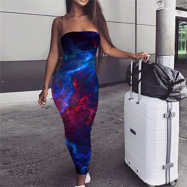 Galaxy Dress Women Space Sundress Universe 3d Print Nebula Bodycon Dress