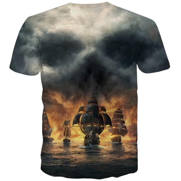 
Skull T shirt Men Skeleton Tshirts Casual Gothic Anime Clothes Green Shirt Print
                