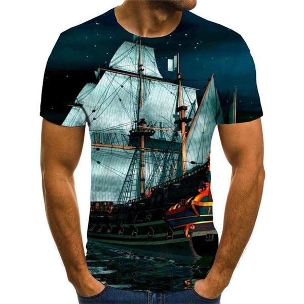 
Pirate T-shirt Men Sail Anime Clothes Galaxy Tshirt Printed Ocean Shirt Print
                