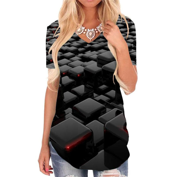 Geometric T Shirt Women Psychedelic Shirt Print Vortex Tshirts Printed Stereoscopic Funny T shirts