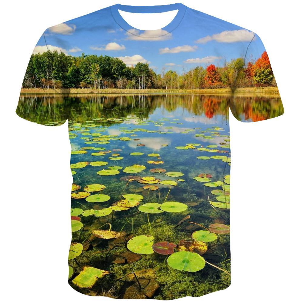 fishing T shirts Men fish Tshirt Printed lake T-shirts Graphic Short Sleeve - KYKU