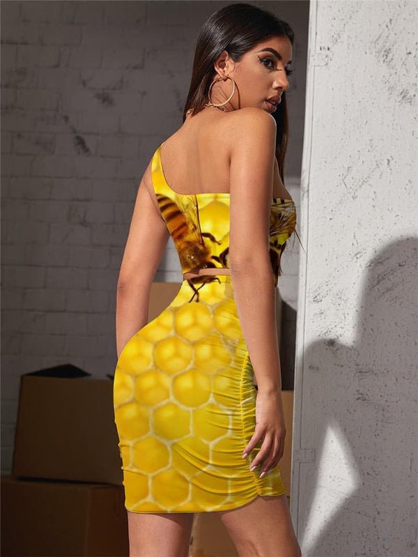 
Bee Dresses Women Animal Pleating Lovely Bodycon Dress Harajuku Hollow out Dresses
                