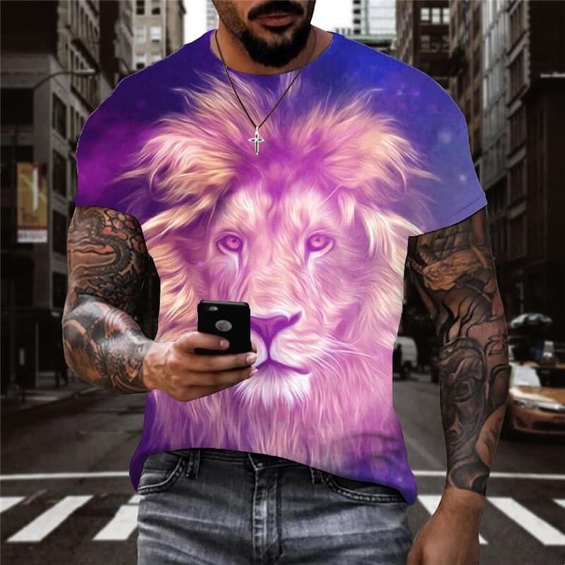 Lion T shirt Men Animal Tshirts Casual Nebula Shirt Print Harajuku T-shirts 3d