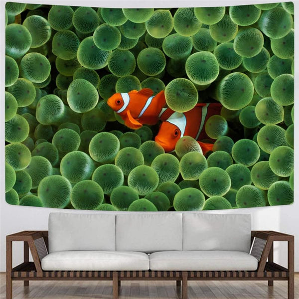 
Fish Tapiz Animal Tenture Mandala Harajuku Home Tapestrys Green Wall Tapestry
                