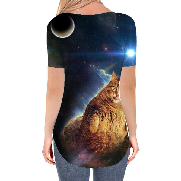 
Cat T Shirt Women Animal V-neck Tshirt Galaxy Shirt Print Moon T-shirts 3d Nebula Tshirts Printed
                