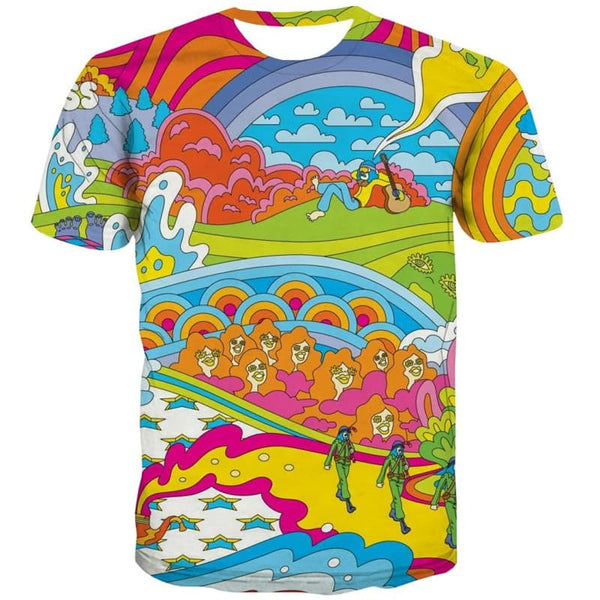 
Hippie T shirt Men Waves Tshirts Casual Colorful Funny T shirts Hip Hop Anime Clothes
                