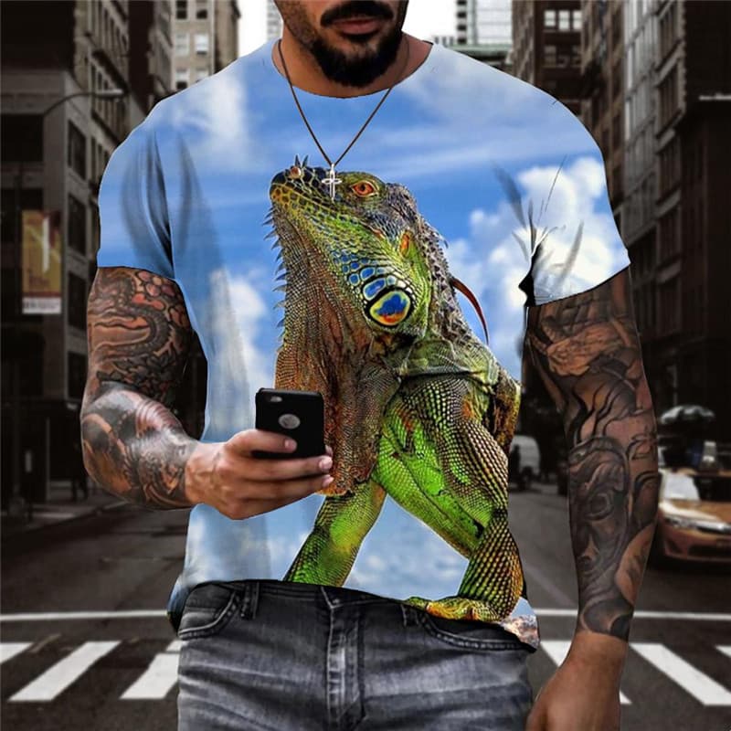 Lizard T shirt Men Animal T-shirts 3d Blue Sky Anime Clothes Harajuku Tshirts Casual