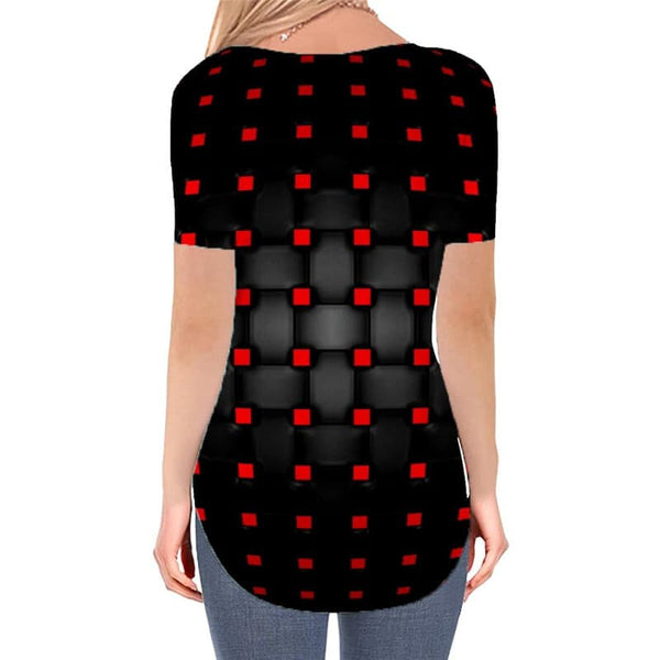 
Geometric T Shirt Women Psychedelic V-neck Tshirt Vortex Funny T shirts Black Red Tshirts Printed Stereoscopic T-shirts 3d
                