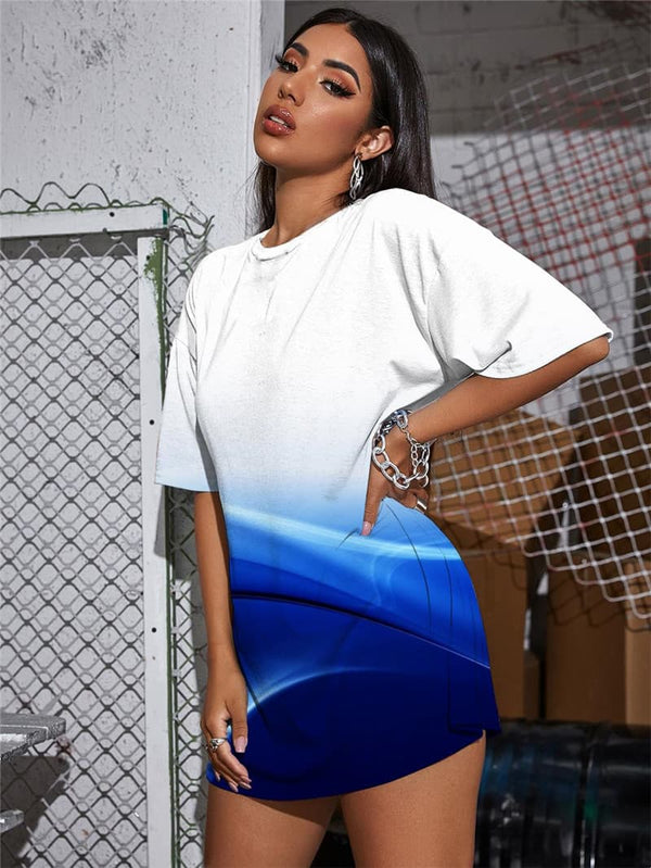 
Gradient T Shirt Women Abstract Tshirt Printed Psychedelic Shirt Print Novel Summer
                