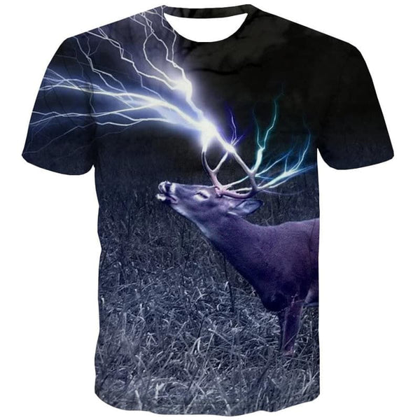 
Deer T shirt Men Animal Anime Clothes Lightning Tshirt Printed Christmas Funny T shirts
                