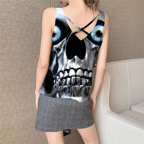 
Skull Tank-Top women Punk Vest Print Metal Sleeveless 3d Robot Vest Printed - KYKU
                