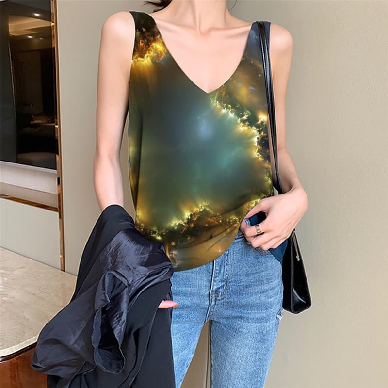 Galaxy Tank-Top women Space Anime Clothes Universe Funny Top Black Hole Sleeveless 3d