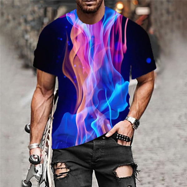 
Flame T shirt Men Smoke Shirt Print Colorful Tshirt Printed Harajuku Tshirts Casual
                