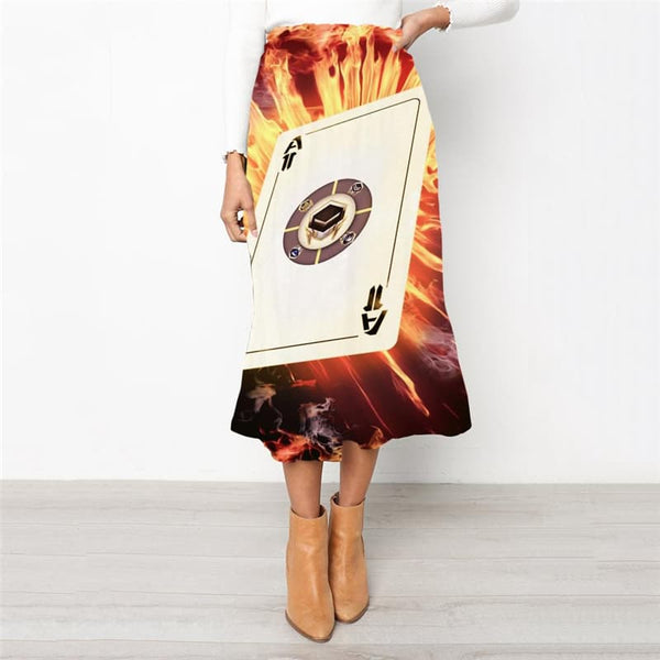 Flame Skirts Women Poker School skirt Hip Hop Rock Frauen Womens Clothing Summer