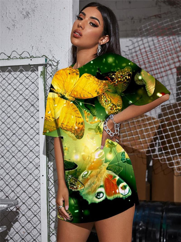 
Butterfly T Shirt Women Animal Gothic Colorful Tshirt Printed Harajuku Punk Rock
                